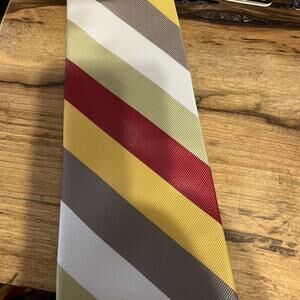 Vera Bradley For Baekgaard Men’s Tie 100% Silk Striped Warm Colors Green‎ Red